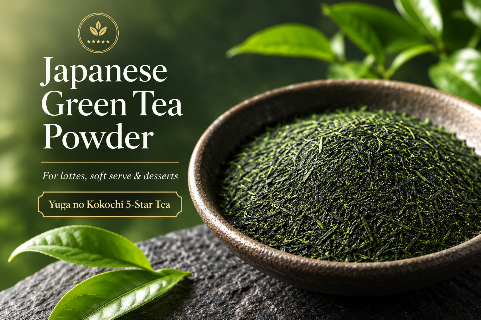 Japanese green tea powder made from premium shaded leaf tea
