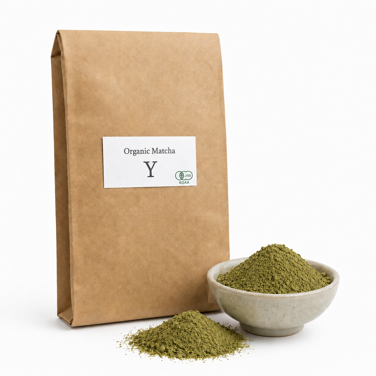 Sanrokuen Organic Matcha Y, a Kumamoto-grown business-use organic Japanese matcha in a 1 kg bulk package