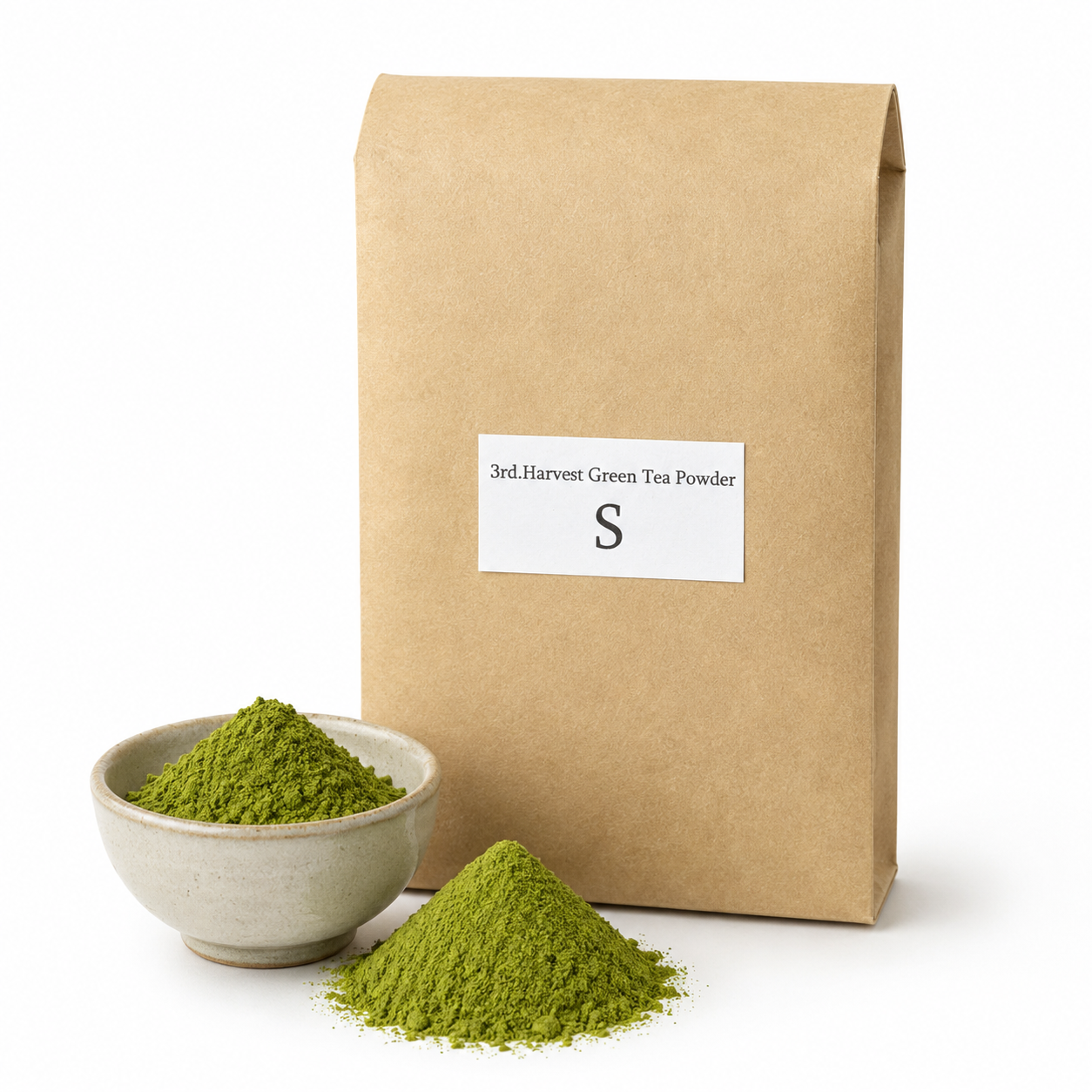 Third-Harvest Green Tea Powder S from Kumamoto, Japan, made from selected Yabukita, Saemidori and Sayamakaori tamaryokucha