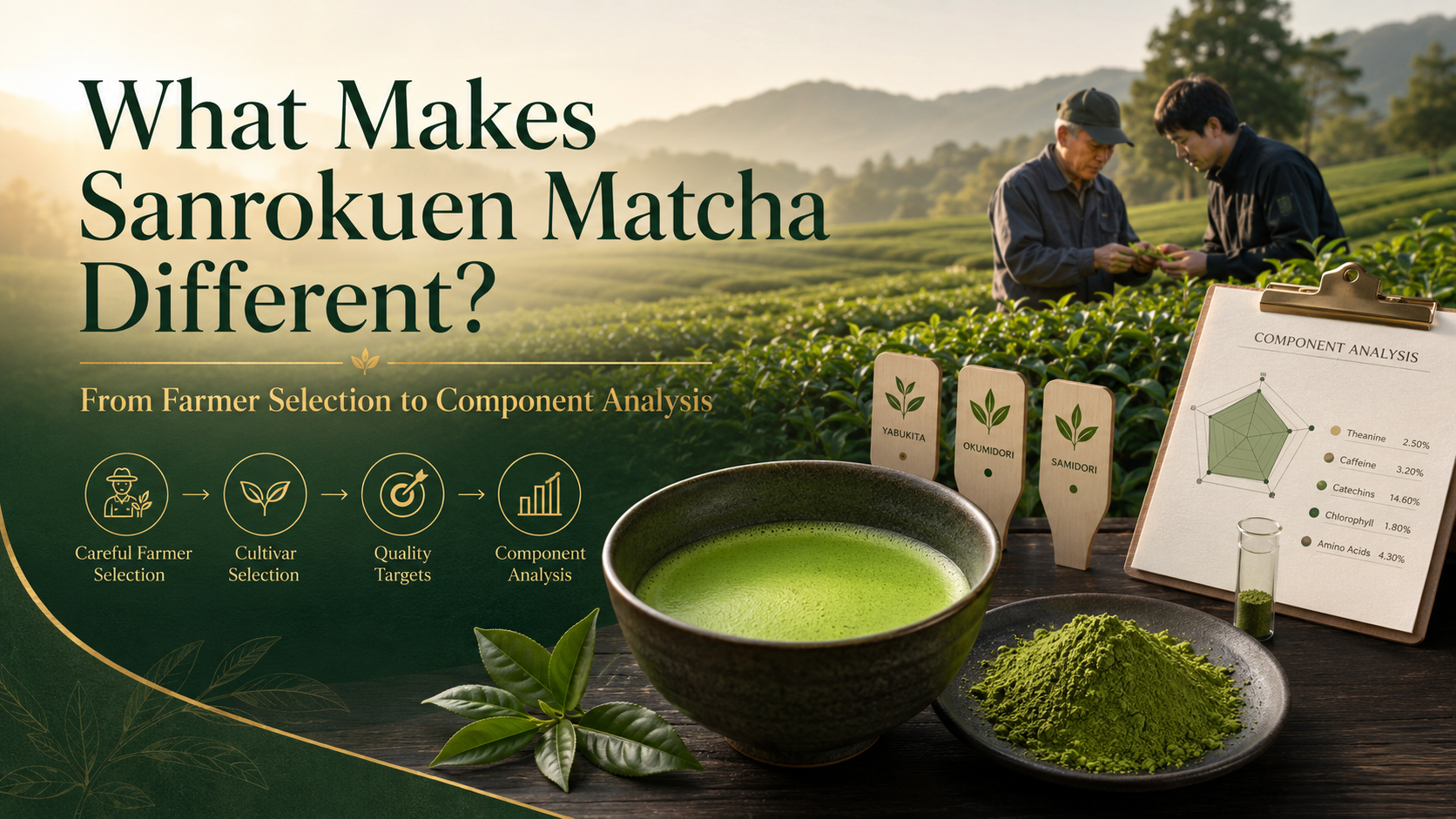 What Makes Sanrokuen Matcha Different? From farmer selection to component analysis