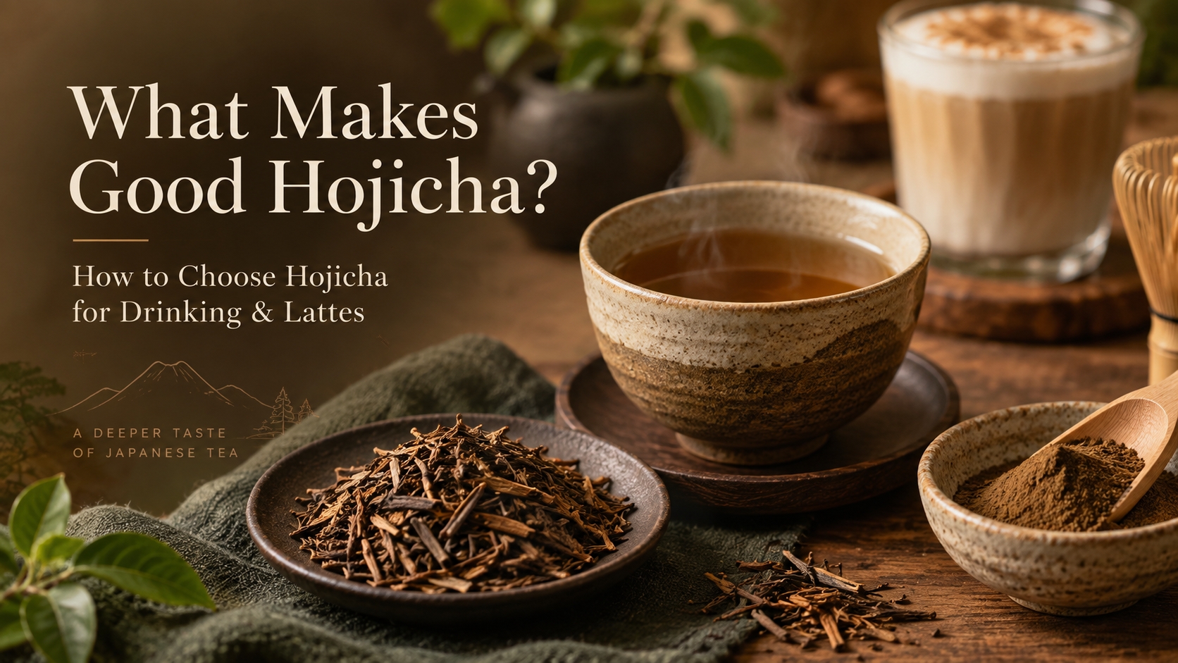 What makes good hojicha — roasted leaf hojicha, hojicha powder, brewed hojicha and hojicha latte