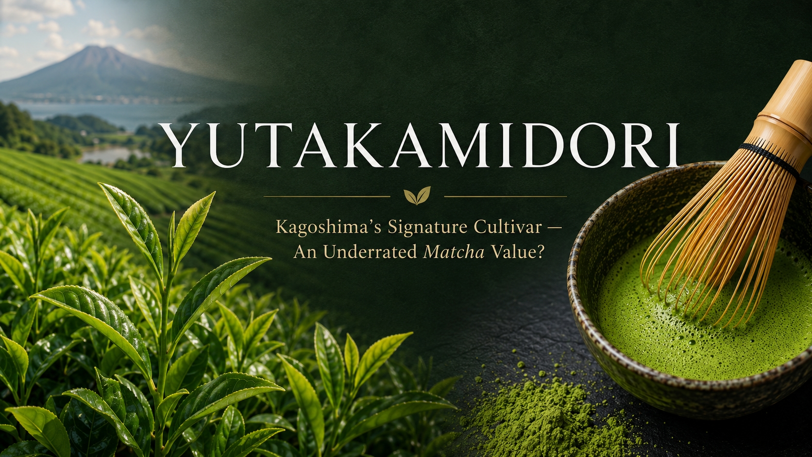 Yutakamidori Japanese tea cultivar, Kagoshima tea fields and matcha