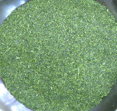 Fine particles of Japanese konacha green tea